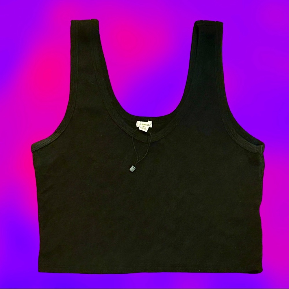 BLACK SLEEVELESS MIDI-TOP, SIZE -LG, FROM GARAGE, Worn 1x!